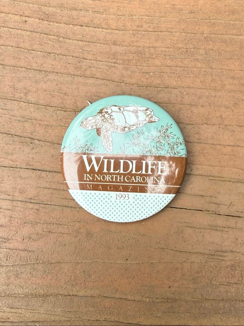 Vintage 1993 North Carolina Wildlife Magazine Pin Button Sea Turtle